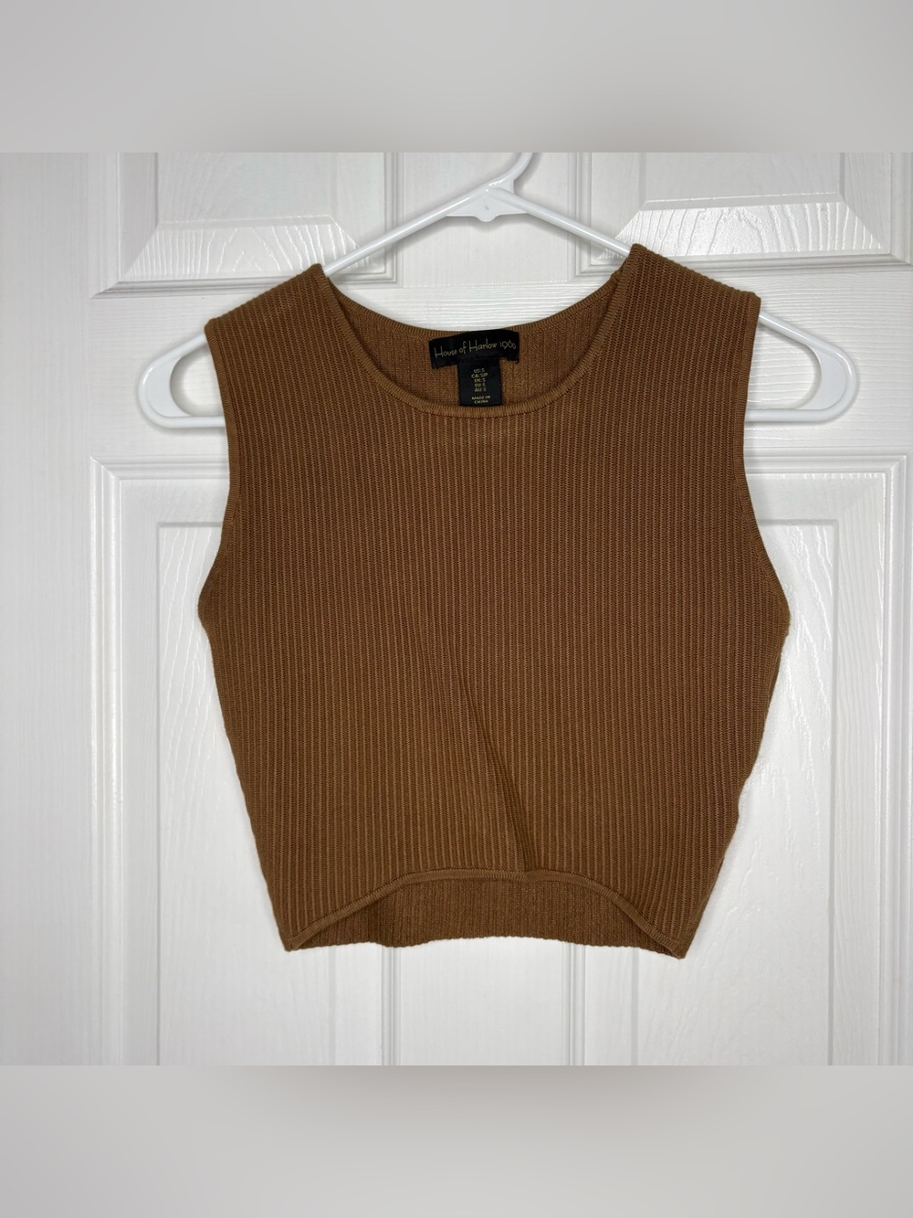 House of Harlow 1960 Ribbed Cropped Tank Top - Brown